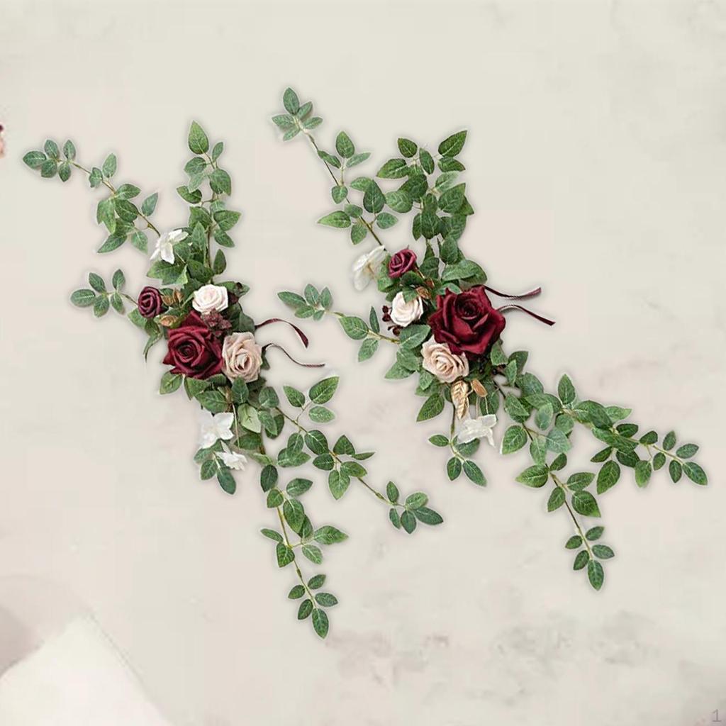 2pcs Wedding Aisle Chair Decorations, Artificial Rose Floral Back Flower Pew Flowers