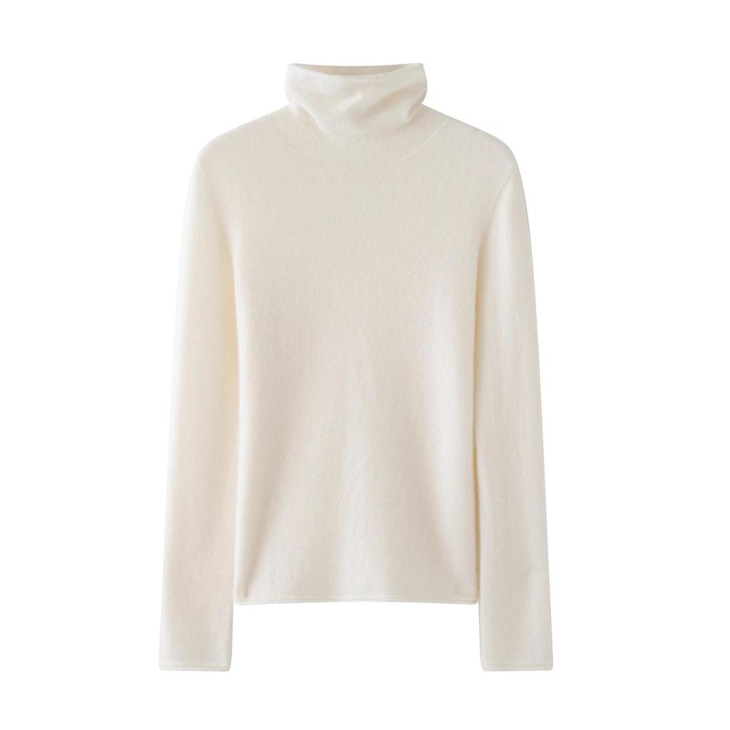 HE Basic Aesthetics Women's Cashmere Turtleneck Loose Fit Seamless Wool Sweater