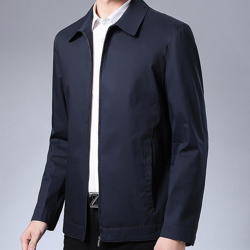 Middle-aged and Elderly Zipper Jacket Simple Loose Lapel Jacket Business Casual Trendy Men's Clothing