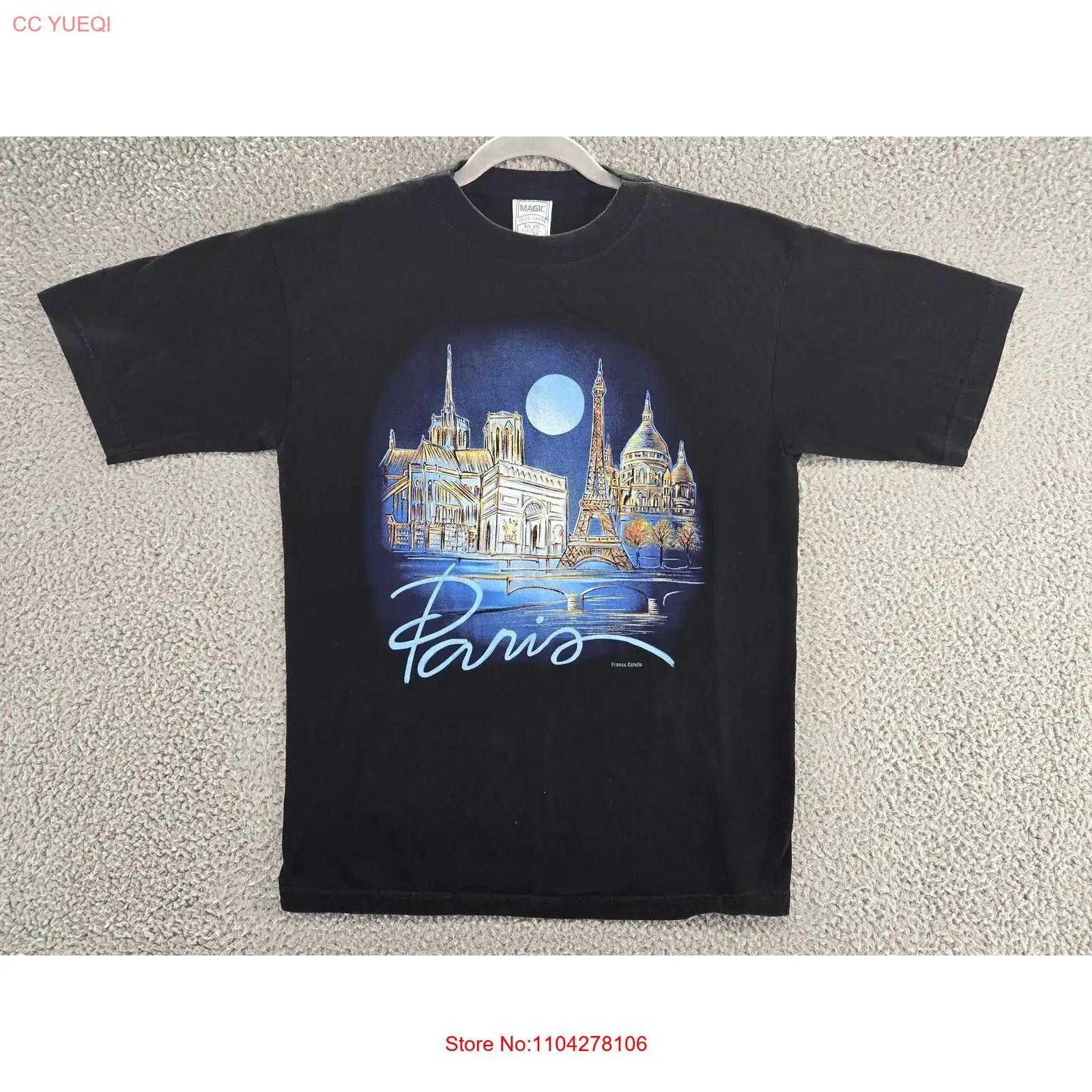Vintage Paris T Shirt Mens Medium France Estelle City Landmarks Travel 90s vintage Washed Casual Soft designer clothes S разноцветный