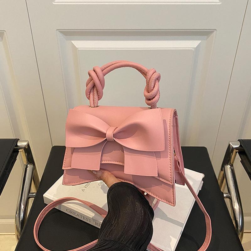 PU Solid Color Bow Casual Tote Large Capacity Commuting High Quality Women's Bags Winter New Versatile Crossbody Bags
