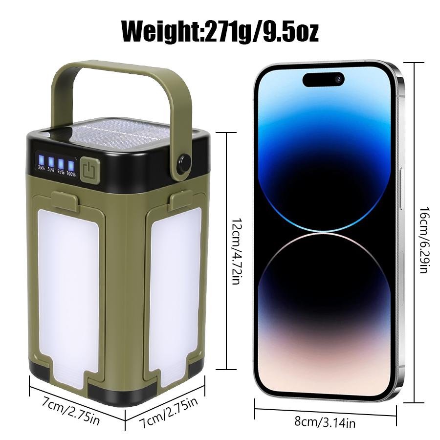 Solar rechargeable LED camping light, barbecue light, 4-leaf folding tent light, atmosphere light, outdoor emergency lighting flashlight