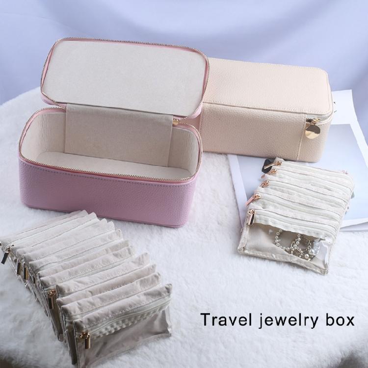 Multi Pocket Jewelry Organizer Fashionable PU Leather with Velvets Lining Accessories Holder Secure Storage Box