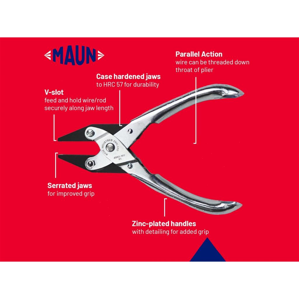 Maun Flat Nose Pliers, Serrated Jaws 160mm