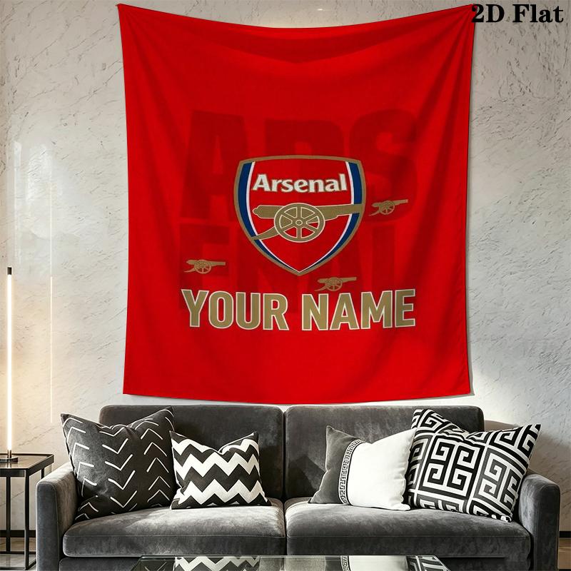 Custom Name Arsenal Wall Tapestry Aesthetic Wall Hanging Printed Fabric Blanket Decorative Tapestries for Bedroom Living Room Home Decor