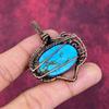 Tibetan Turquoise Pendant Handmade Pendant Copper Wire Wrapped Gemstone Jewelry