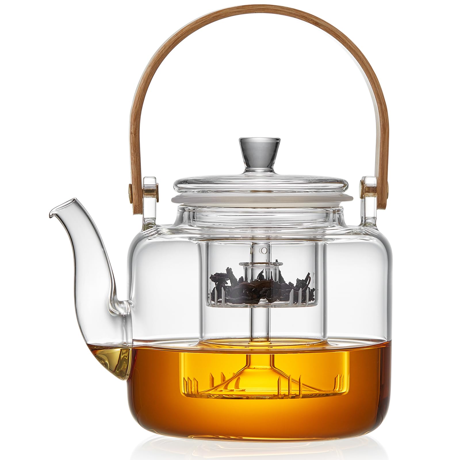 

Pokaro Tea Teapot, Heat-Resistant Glass, Stylish Teapot, Clear Glass Teapot, 1000ml Capacity, Heat-Safe, with Glass Tea Strainer, Ranzawa