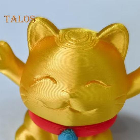 3D Printed Telescopic Cat Figurine Mini Fortune Cat Figure Simulated Animal Model Toy Home Office Bookshelf Desktop Decoration Ornament