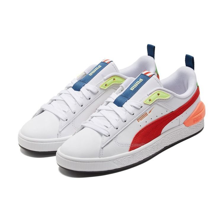 Puma Suede Bloc White Cherry Tomato Unisex Sneakers 380705-07