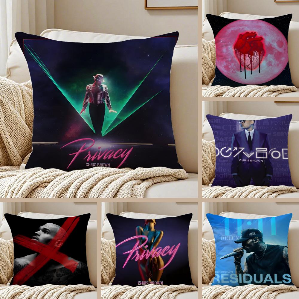Album Cover CChris BBrown Cushion Cover Pillowcase Antidustmite Invisible Zipper Short Plush Sofa Cushion