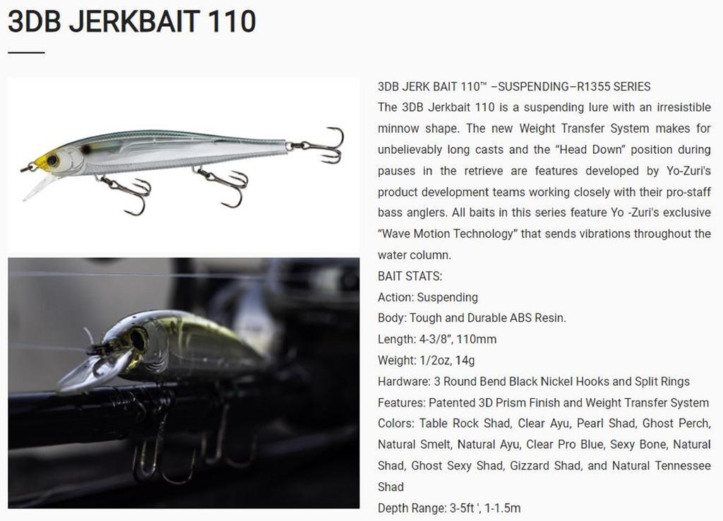 Yo Zuri Duel 3DB Jerkbait 110 Mm Suspend Lure R1355-TAY (5138)