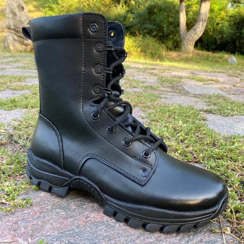 Men's Waterproof Black Leather Tactical Combat Boots