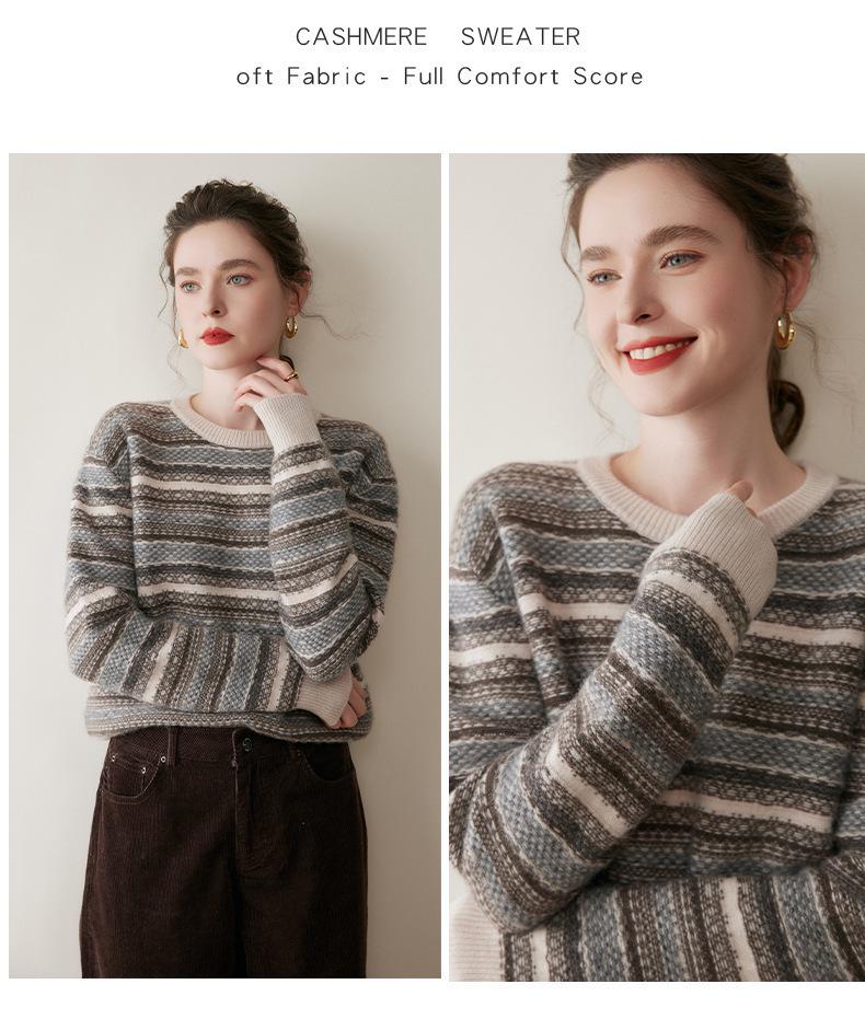 Women's Elegant Round Neck Cashmere-Style Sweater: Thinning, Thick Base Layer for Autumn/Winter 2025