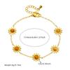 Fashionable Tiger Eye Sunflower Jewelry Set with Chain Necklace Earrings Bracelet