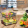 2 Tier Countertop Fruit Basket for Kitchen Sturdy Metal Vegetable Storage Bread Bowl Stand Wire Organizer for Potato Onion