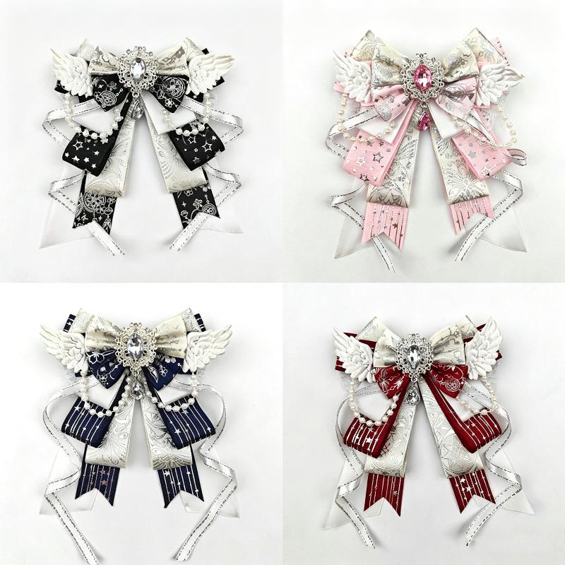3D Rhinestone Wing Bow Ornament Sparkly Handmade Ribbon Decor for DIY Gift Wrapping Clothing Hair Accessories