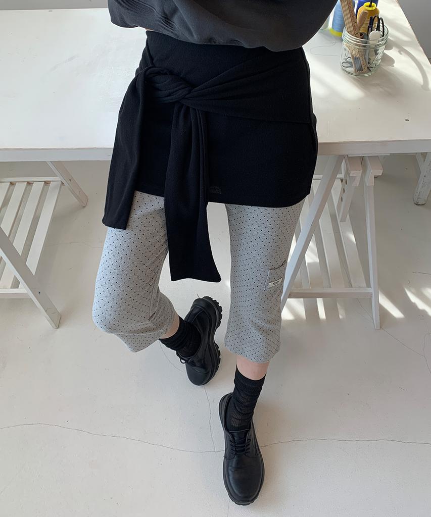 RONRON Dot Wrap Capri Pants Gray