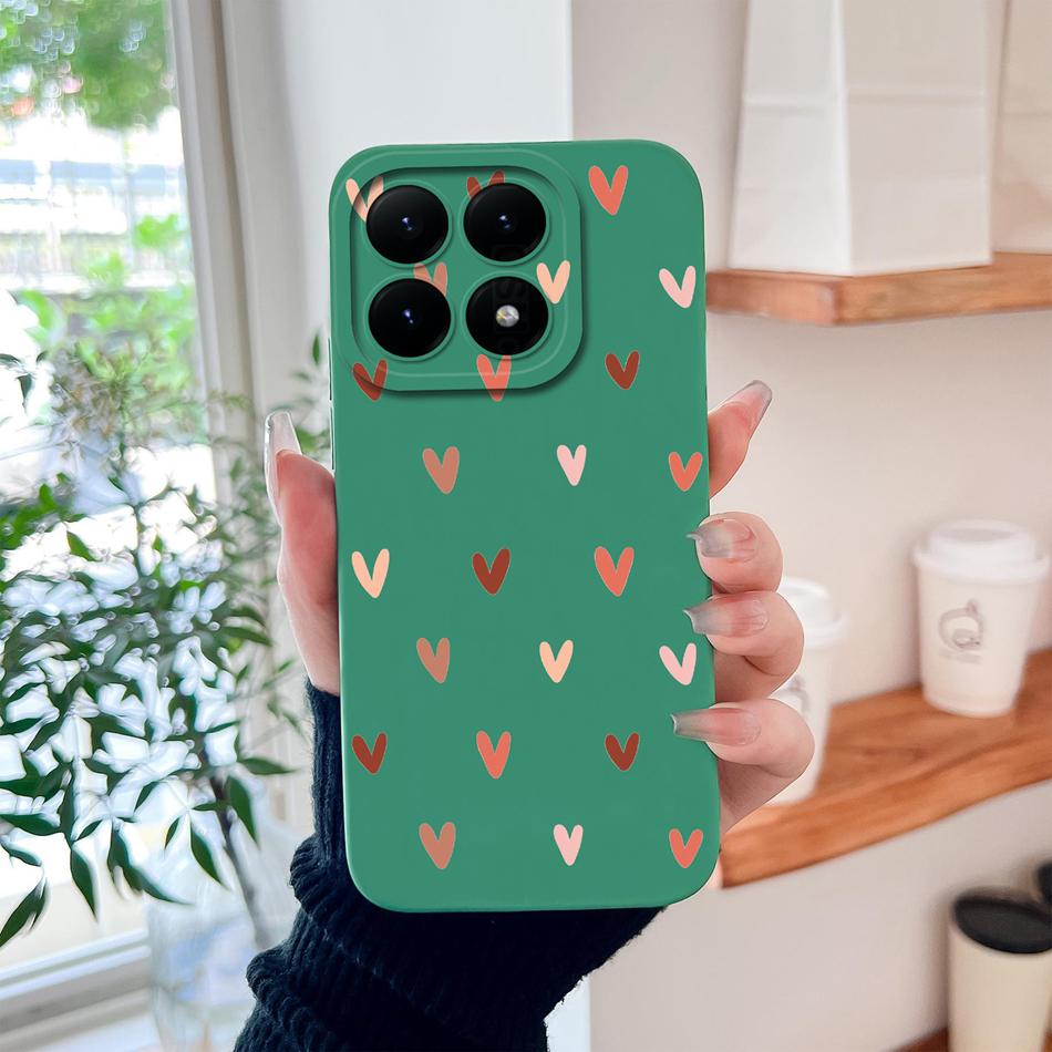 

For Xiaomi 15T Pro Phone Case For Xiaomi 17 Pro Max Heart Liquid Silicone Full Protection Soft Back Cover For Xiaomi 15 T Funda Xiaomi 17 Pro Max