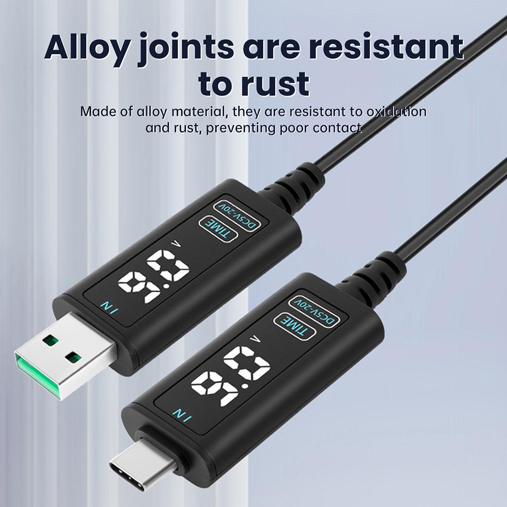 USB/Type C Boost Cable DC 5V to 12V 20V Adjustable Voltage Converter with Alloy Connectors for Router Laptop Fast Charging