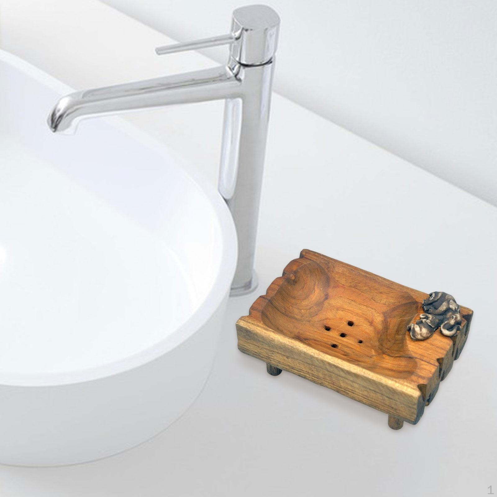 

Деревянная мыльница-органайзер Контейнер Легкая чистка Поддержание бруска сухим Нескользящий поднос Экономия Держатель для мыла Elephant