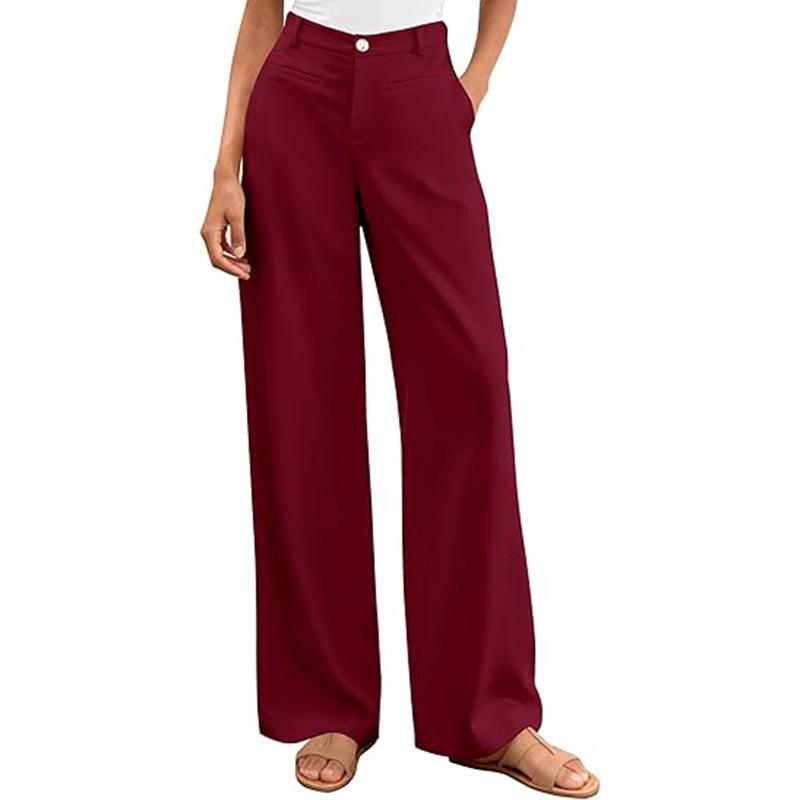 European-American High-Waisted Wide-Leg Women's Suit Pants - Simple Drapey Style for Spring/Summer Business Casual