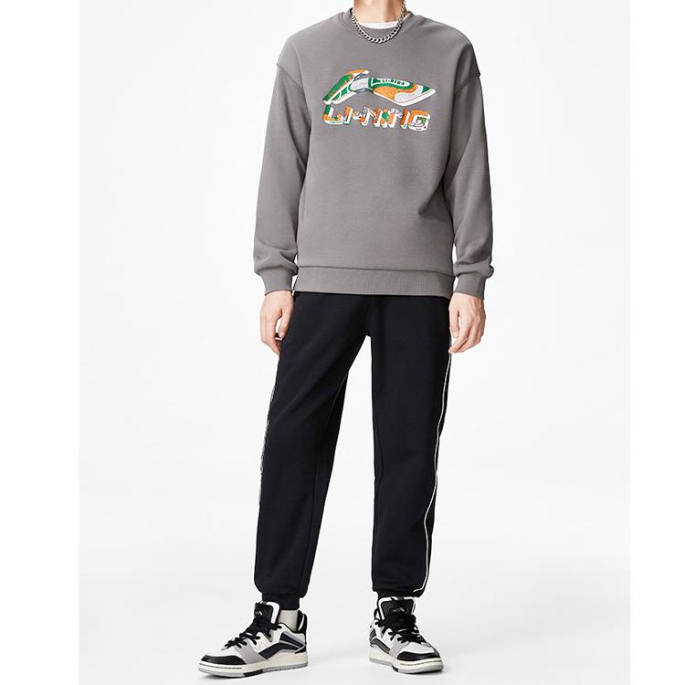 Li Ning Sports Lifestyle Series Loose Fit Casual Cuffed Knit Joggers Men Joggers Black AKLTE47-1