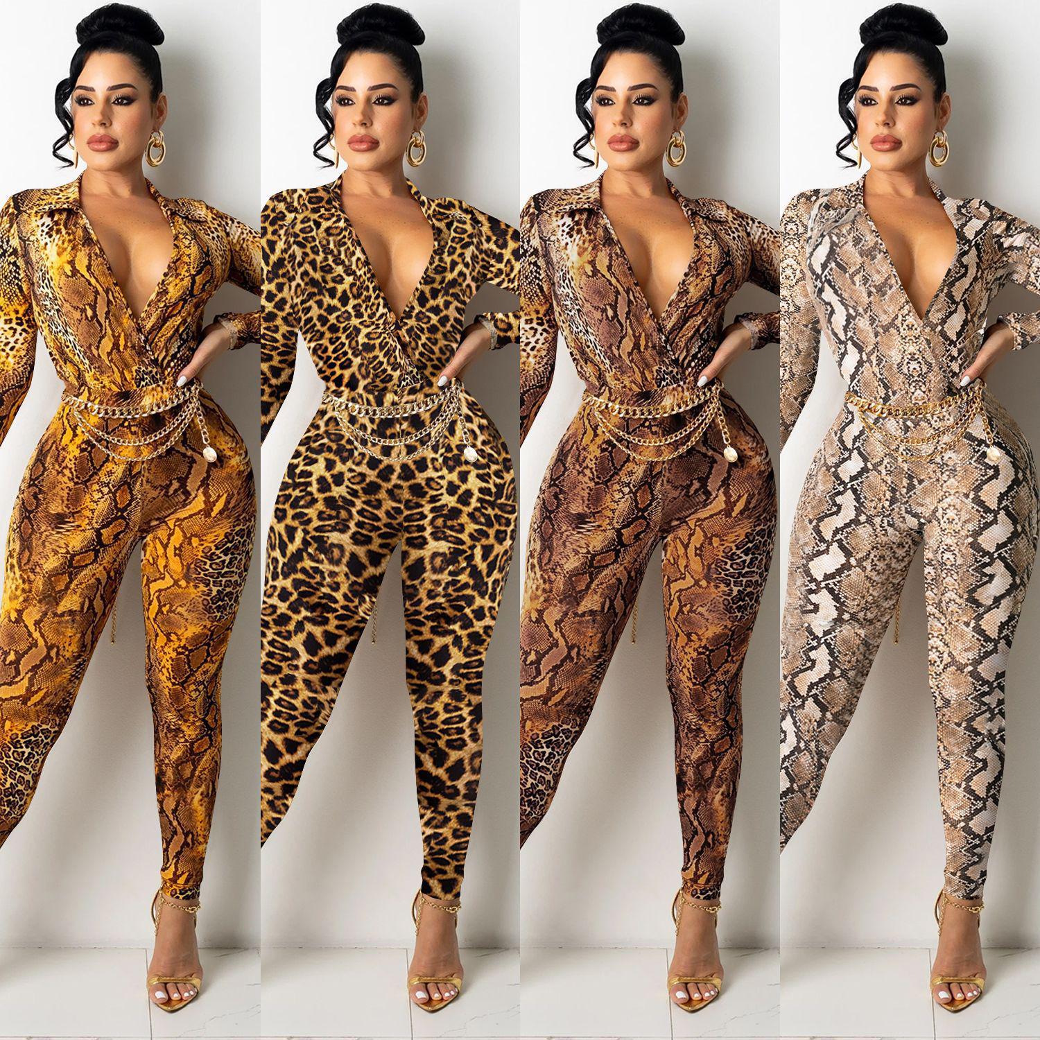 

European & American Fashion V-Neck Digital Print Long Sleeve Pants Set S