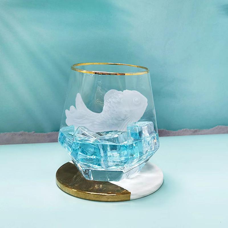 320ml 4pcs Set Hexagonal Cup Wine Utensils Personalized Unique Cold Drink Cup Golden Edged Glass Cup Coffee Juice Tea Cups Cafe