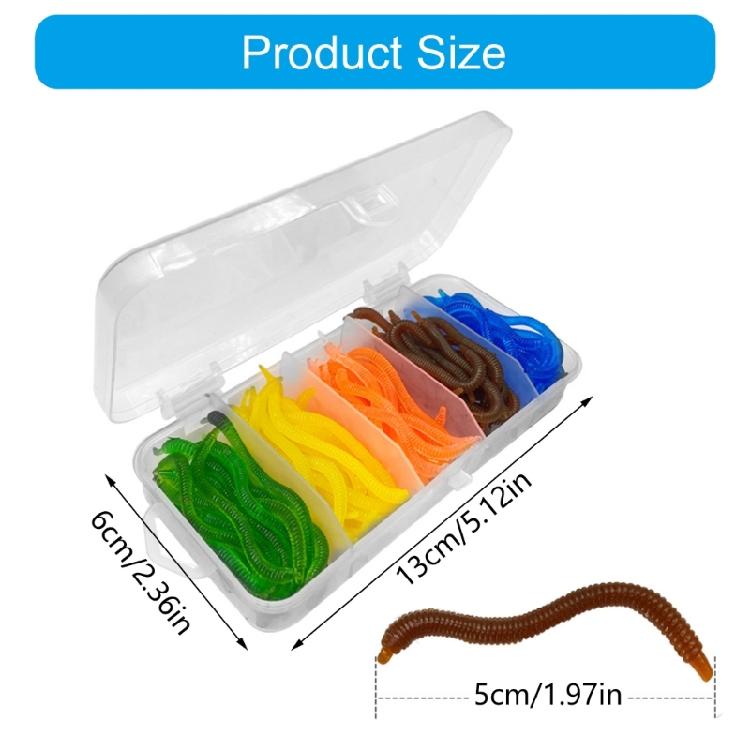 100Pcs Soft Fishing Lures Earthworms Baits Replacement Smell Worms Lures Artificial Baits Fishing Tackle Accessories