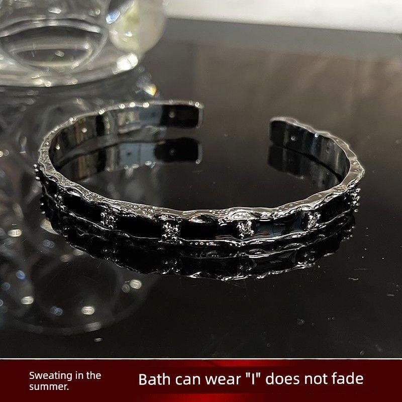 

Браслет со стразами в темном стиле Мужской необычный браслет специального дизайна Женский минималистичный, легко сочетающийся Парный браслет для рук Black Bracelet