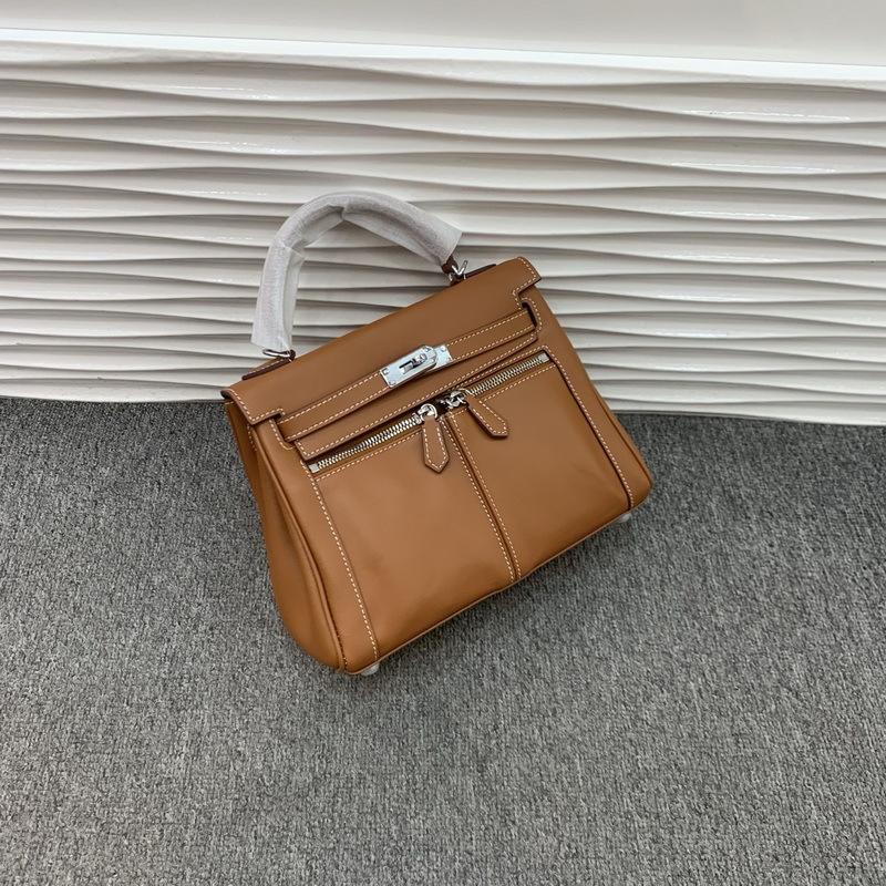 Zweilagiges Rindsleder Swift-Leder 25-28CM Doppeltasche Kelly Reißverschluss Damen Tasche (M06KL)