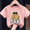 My Pet Alien Pou Kids Summer T-Shirt Cartoon Round Neck Infant Tracksuit Tees Clothing for Boys And Girls