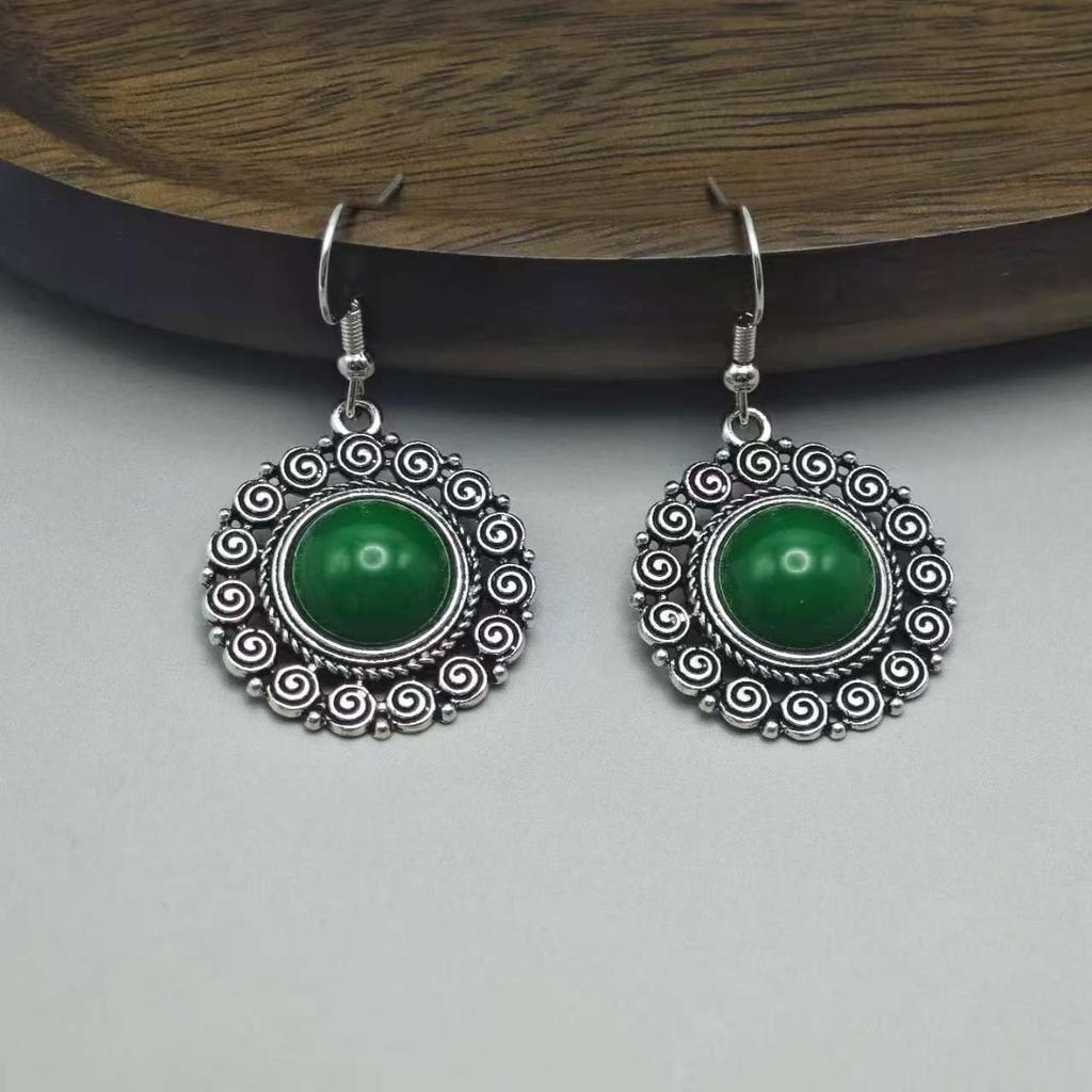 Böhmische ethnische Ohrringe Türkis geometrische hohle Fransenohrringe Ohrringe Frauen