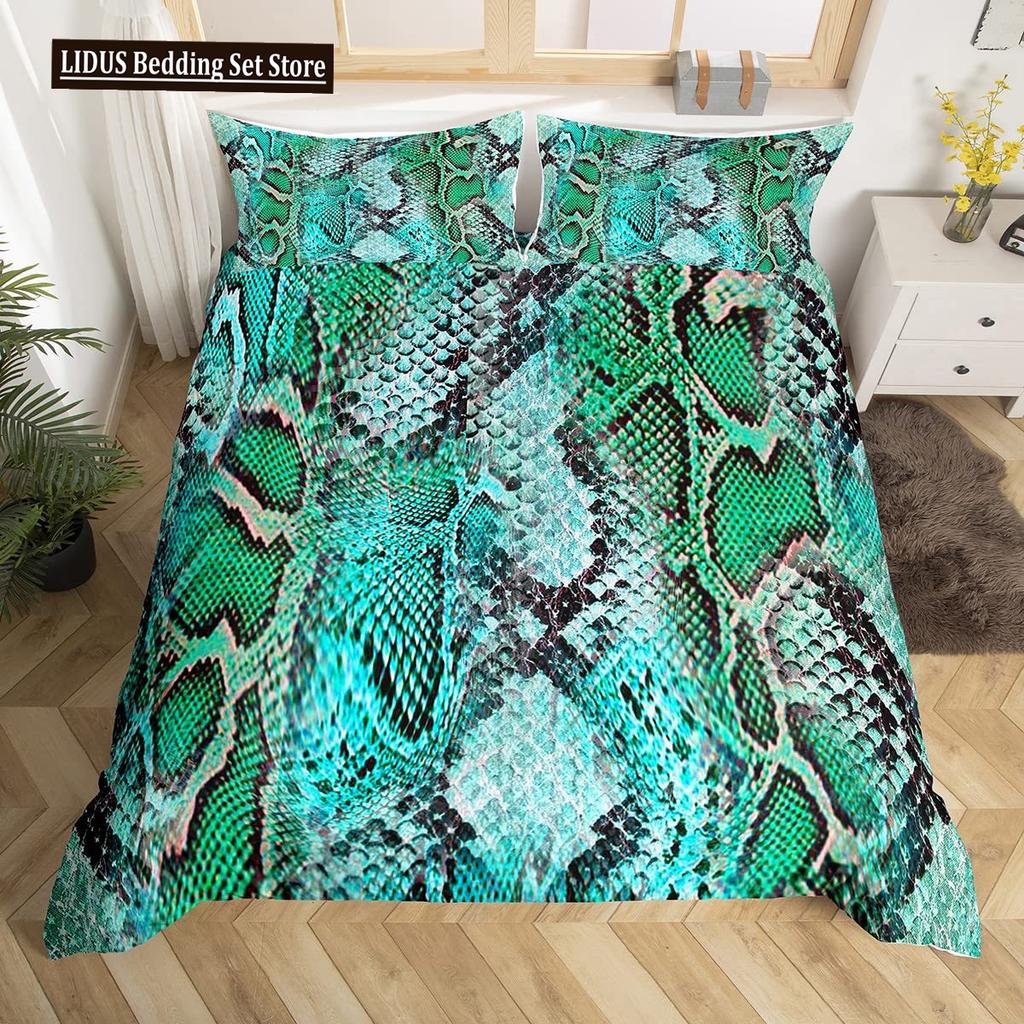 Animal Fur Pattern Duvet Cover Set Tiger Lion Cow Leopard Polyester Comforter Cover With Pillowcase King Queen Size Bedding Set