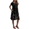 Damen Sommer Mode Lässig Rundhals Kurzarm Blumenmuster Kleid
