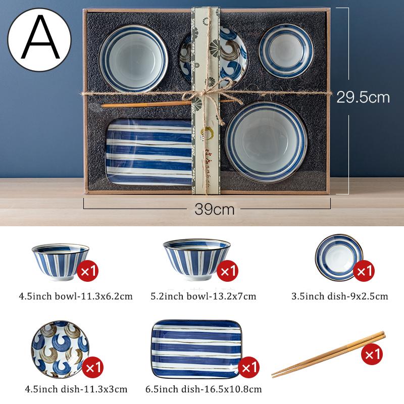 Japanese Cartoon Cat Dinnerware Set Dinner Plate Bowl Chopsticks Saucer Dishes Set For 1 Person