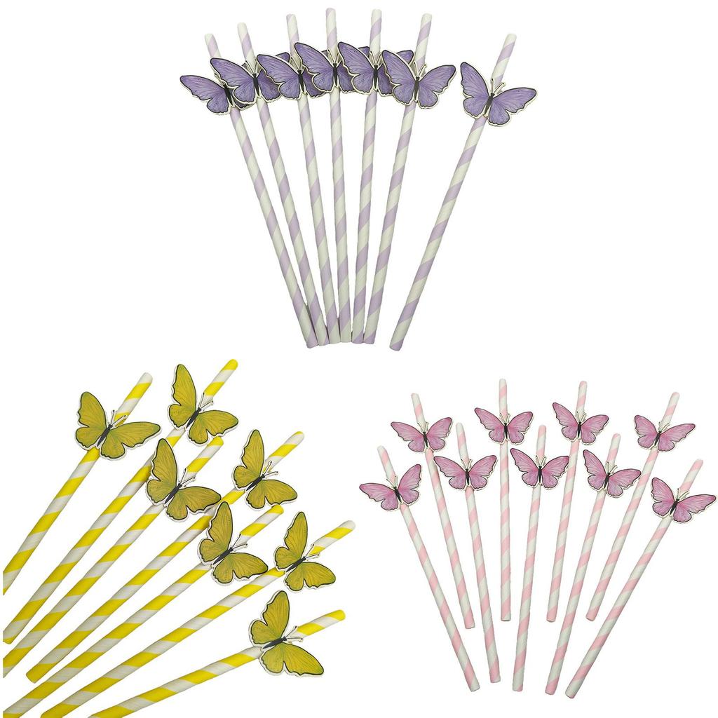 Butterfly Card Disposable Ecofriendly Paper Drinking Straw For Party Decor And Cocktails