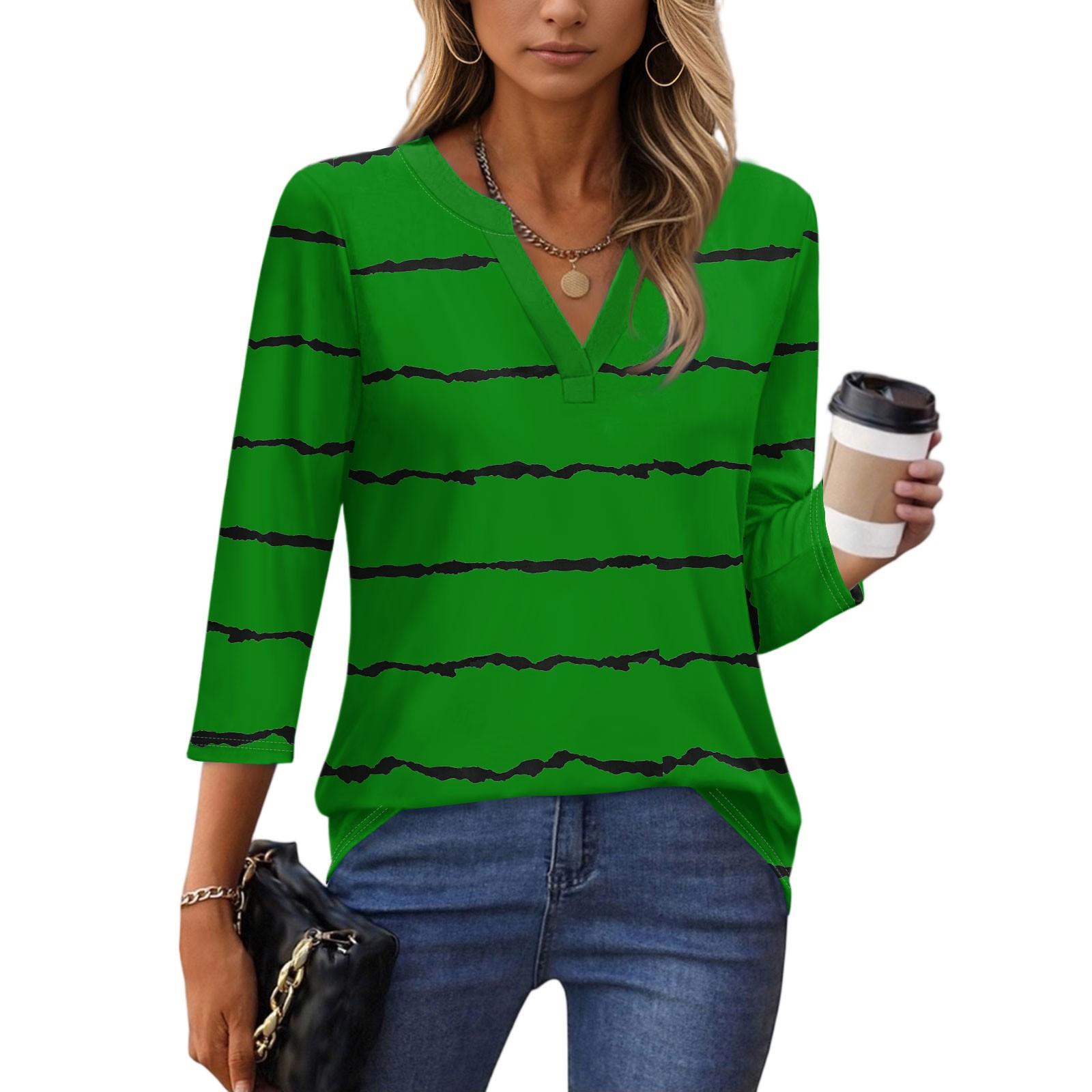 

Рубашки с рукавом 3/4 для женщин, футболки, блузки, повседневные базовые топы больших размеров, пуловер, женские туники-блузки XXL зелёный