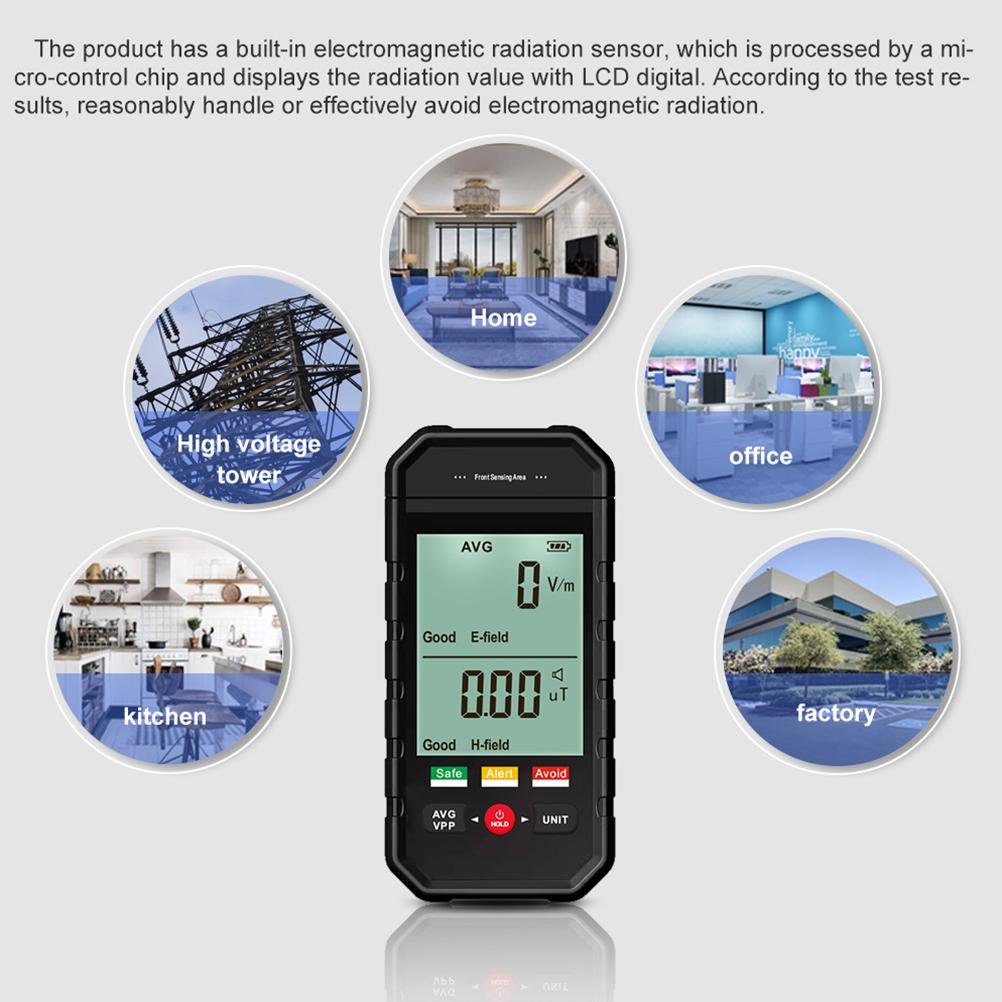 ET925 Large Screen Handheld Electromagnetic Radiation Detector with 3 Color Lights