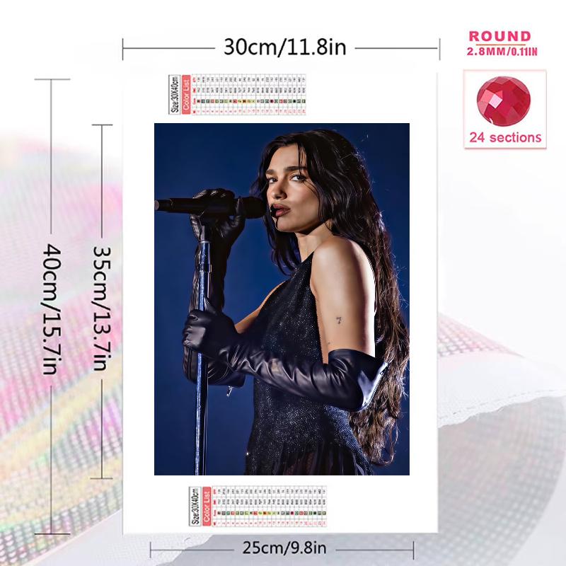 Dua Lipa Music Star 100% Round Full Drill 5D DIY Diamond Painting Embroidery Cross Stitch Rhinestone Décor