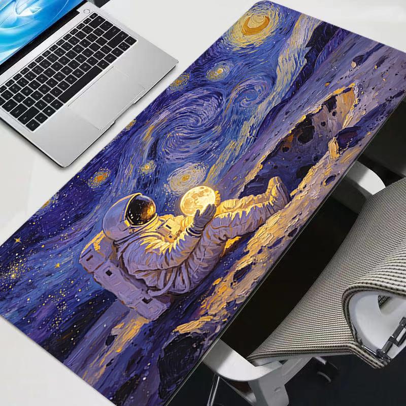 Large Mouse Pad Oil Painting Style Office Desk Mats Gaming Accessories Artistic Style Astronaut MousePads Game Laptop Desk Mat