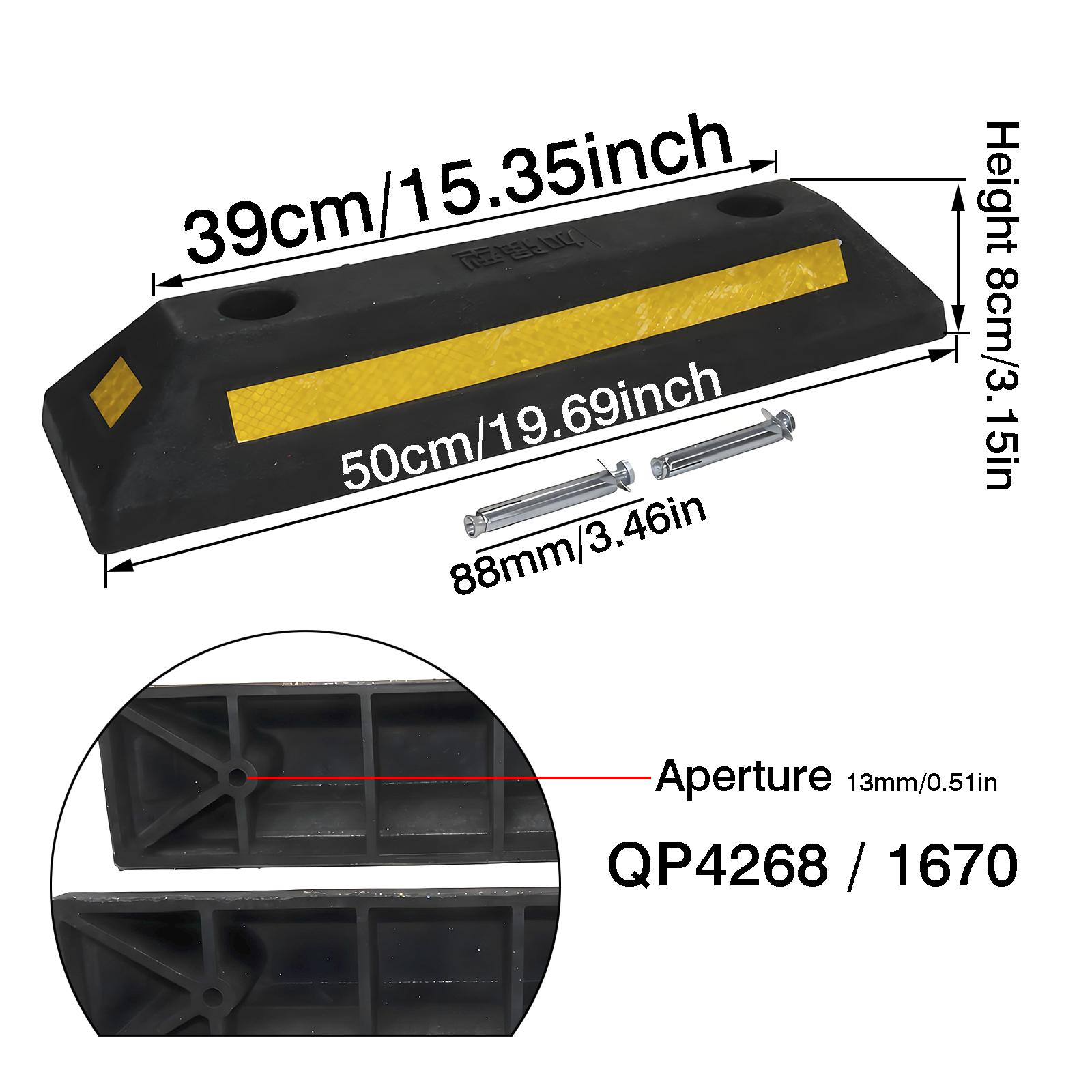 Rubber Parking Wheel Stopper Rubber Wheel Stop Parking Bump Stop / Parking Curb Rubber Wheel Chock 2 Pcs&50x14x8cm