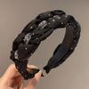 Twisted Knotted High Cranial Hair Hoop Soft Fabric Braided Hairband Rhinestone Headband  Daily Use