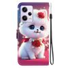 Handmade PU Leather Flip Case for Redmi Note 12 Pro/Xiaomi Poco X5 Pro Anti-Slip Shockproof Cover with Wrist Strap & Heart/Rose Cat Designs
