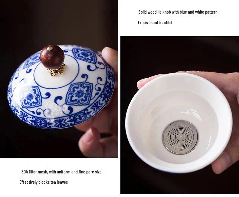 Compact Travel Tea Set with Automatic Rotating Teapot and Side Handle Kung Fu Cups