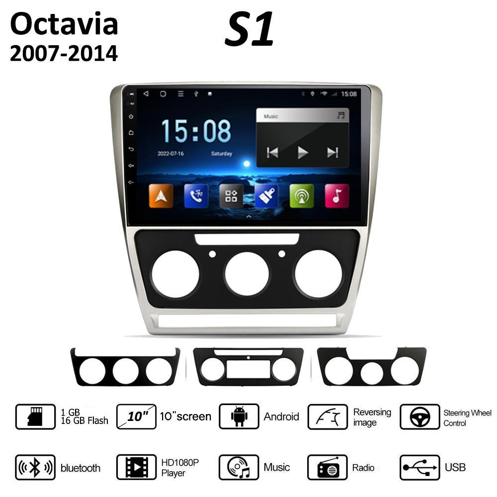 Radio auto Android wireless Carplay pentru Skoda Octavia 2007-2014 Player video multimedia pentru mașină Navigație GPS WIFI Android 2 Din 2+32GB