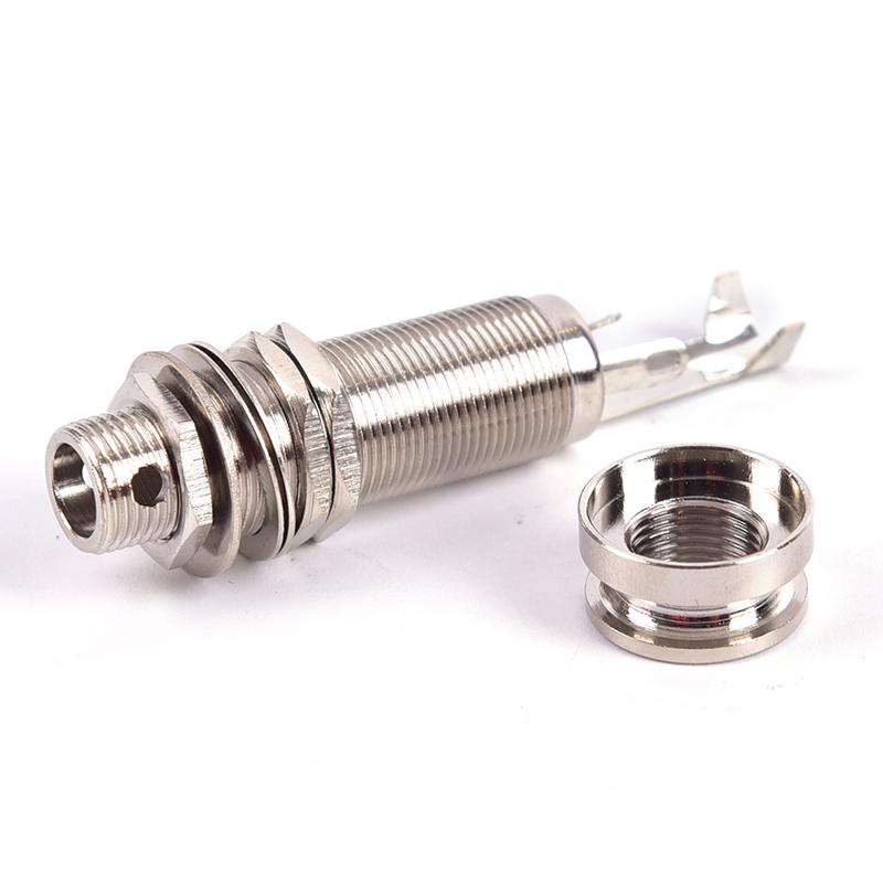 1Pc Brass Electric Guitar Bass Input/Output Mono Long Threaded Jack Socket