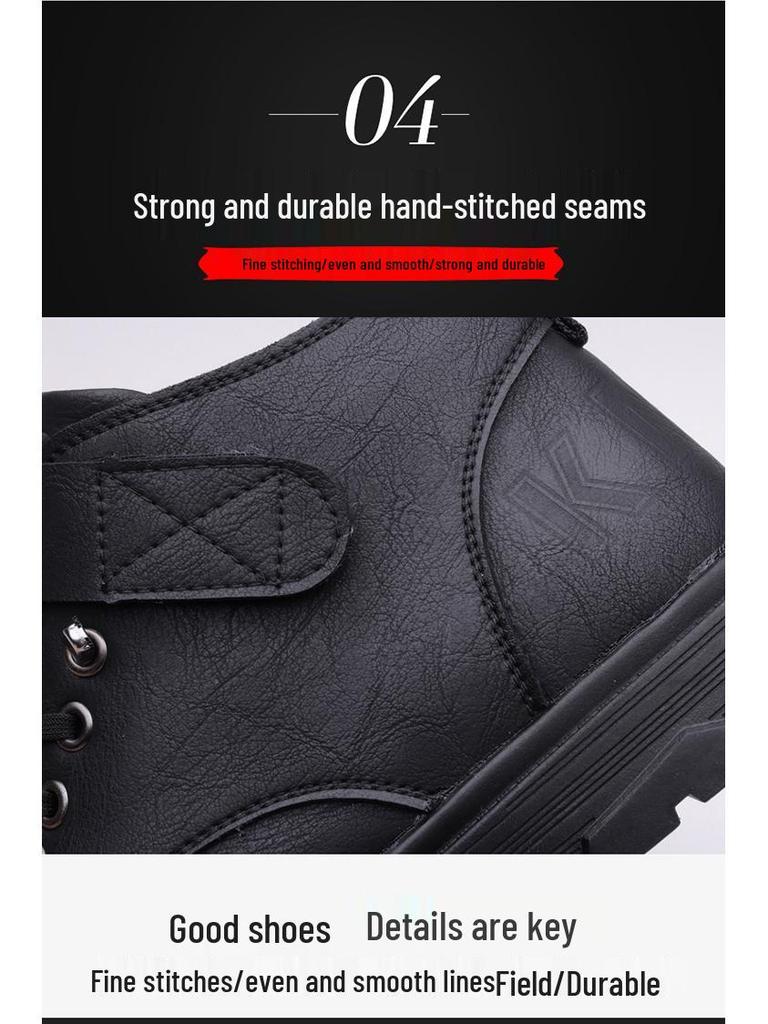 Men's Cotton High-Top Winter Boots - Plush, Thickened, Waterproof, Cold-Proof, Warm Martin Snow Shoes