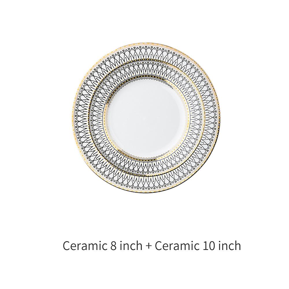 Retro Ceramic Dinner Plate Glass Saucer Fruit Cake Dessert Dish Tableware Set Plates Dinner Food Tray Creative Home Decoration