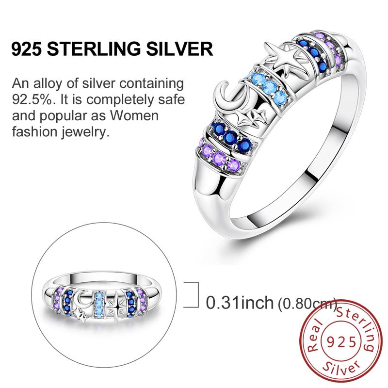 925 Silver Rings for Women Gold Shining Retro Heart Bow Star Ring Size 6 7 8 9 Wedding Anniversary Fashion Fine Jewelry